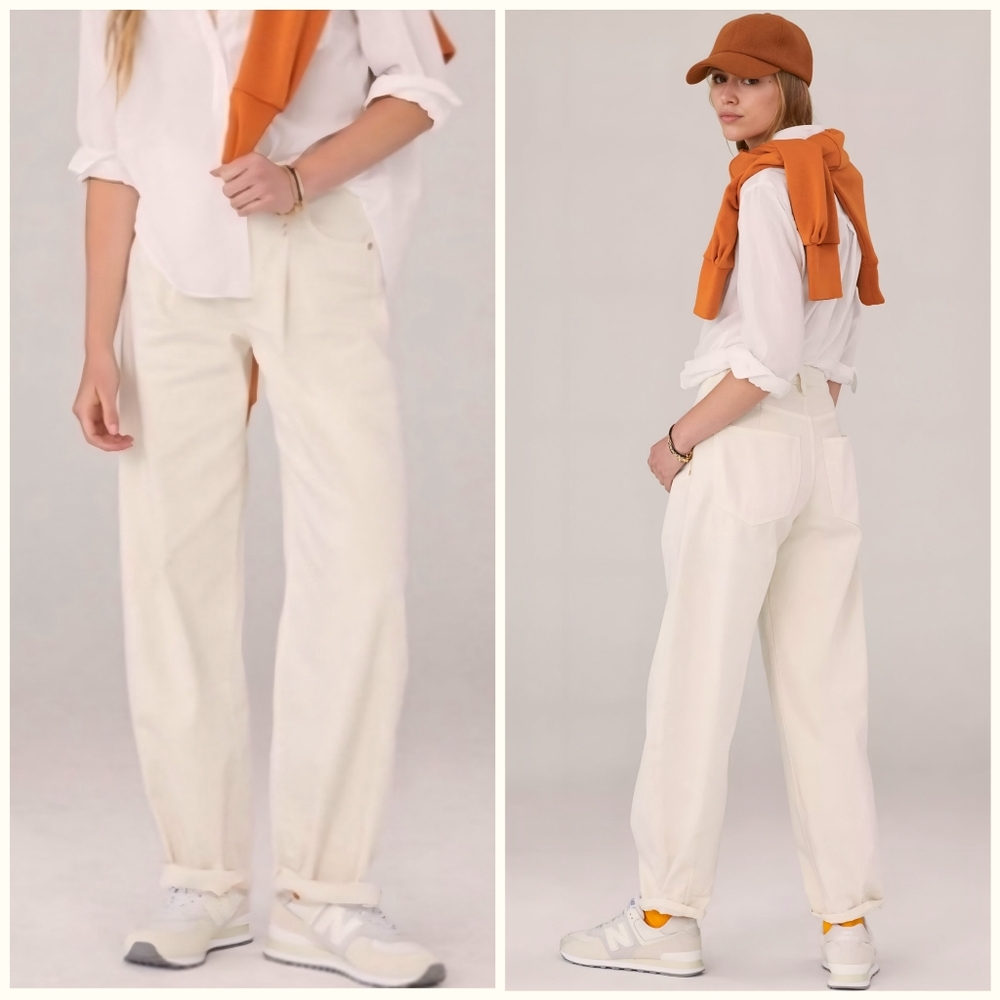 NWT Anthropologie Pilcro the Breaker Cream Pants Jeans, 26T - Picture 1 of 14